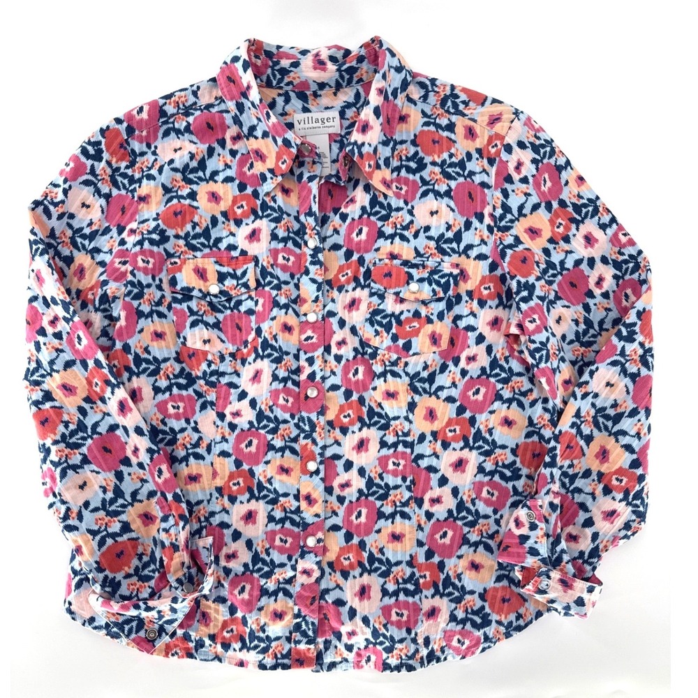 Villager by Liz‎ Claiborne Floral Ikat Button Front Shirt Womens Size 16
Cottage